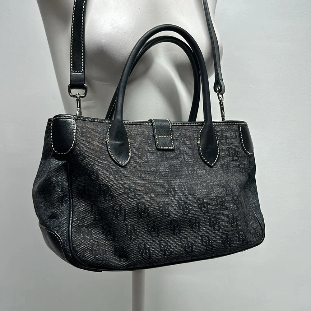 Dooney & Bourke Signature Jacquard Canvas Satchel Bag Crossbody Shoulder Strap - Picture 6 of 13